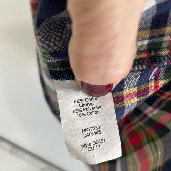 J. Crew Multicolor Plaid adjustable preppy babydoll tank top. - Picture 4 of 5